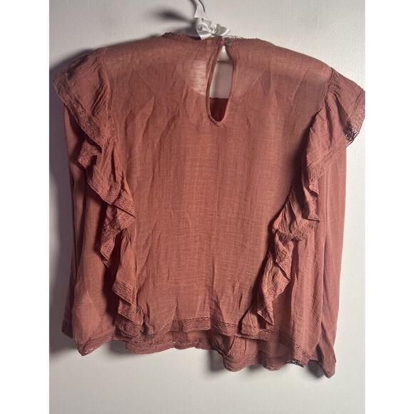 Free People Jasmine Ruffle Lace Boho Peasant Gauzy Victorian Cotton Blouse Sz S - Picture 5 of 11